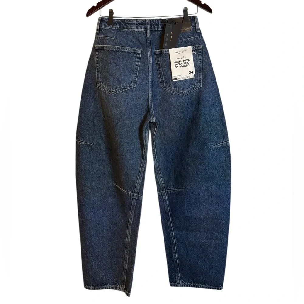 Rag & Bone Blue High-Rise Wide-Leg Jeans The Shea Barrel - Picture 9 of 10